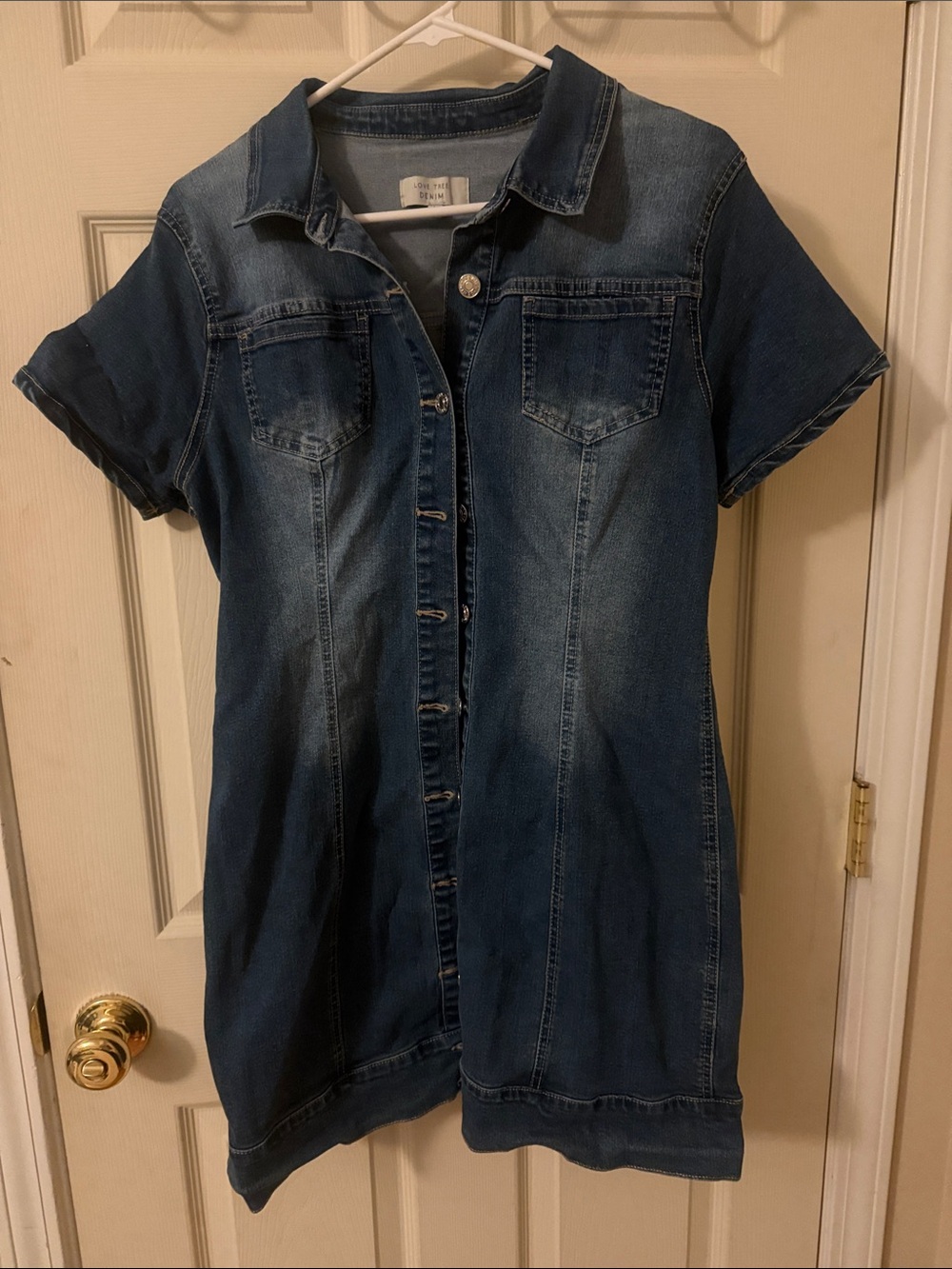 Love Tree Dark Blue Denim Mini Shirt Dress